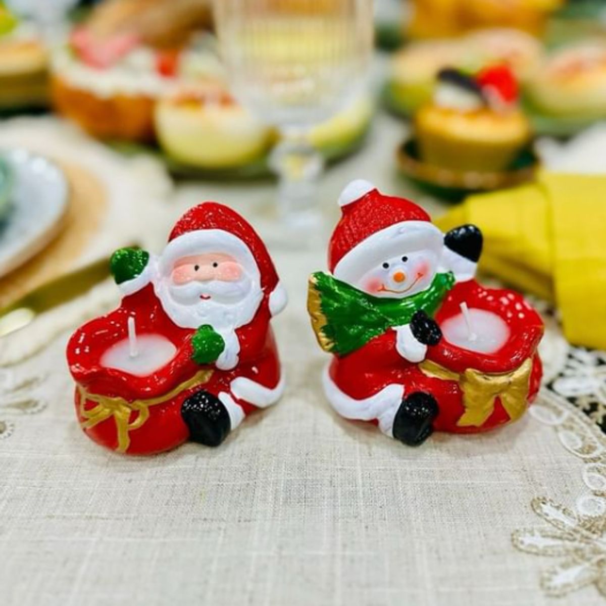 GENERICO - Porta vela navideña de cerámica x2