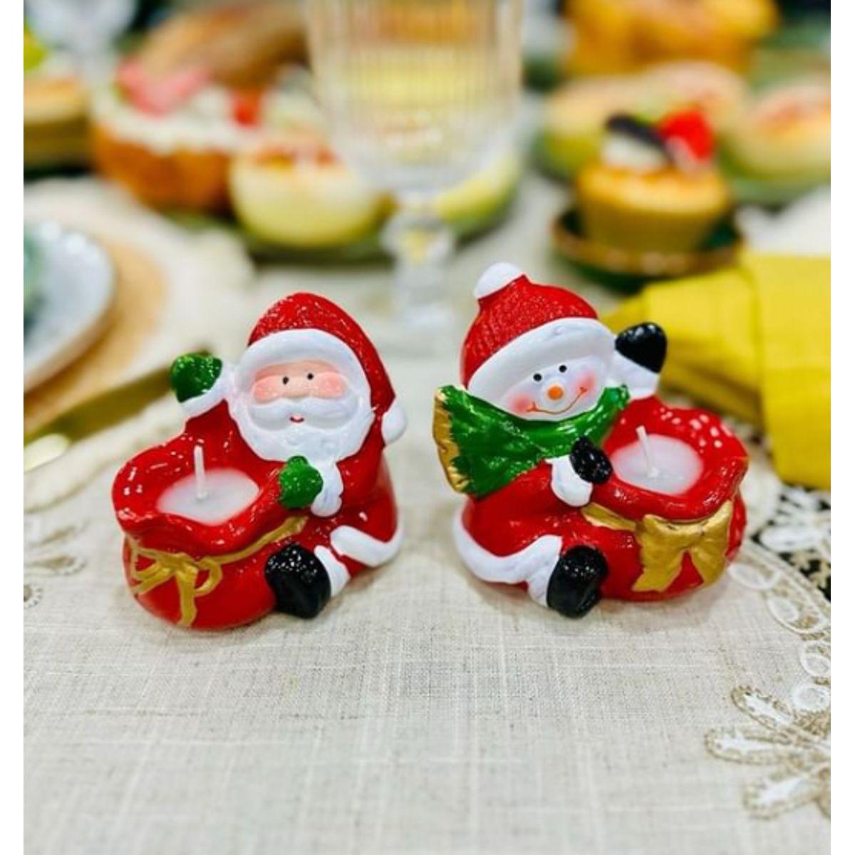 GENERICO - Porta vela navideña de cerámica x2