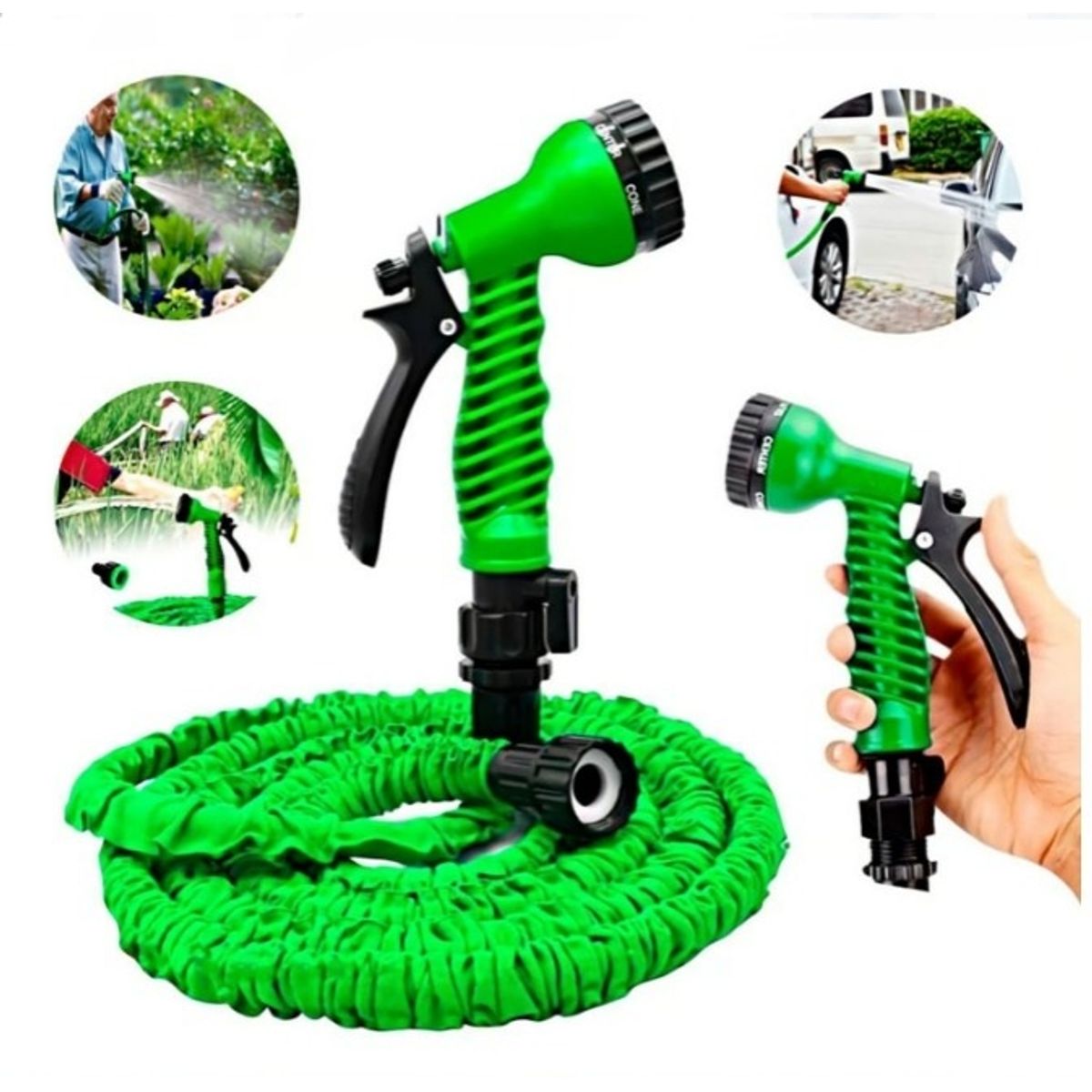 GENERICO - Manguera de 22,5 m Retráctil y expansible con 7 tipos de chorro