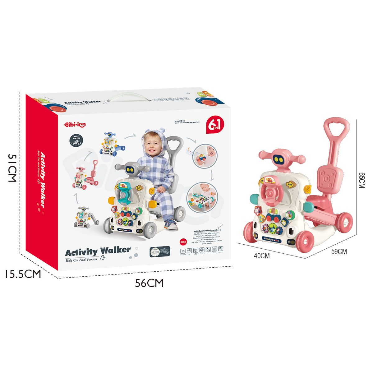 GENERICO - ANDADOR MULTIFUNCIONAL ROSA