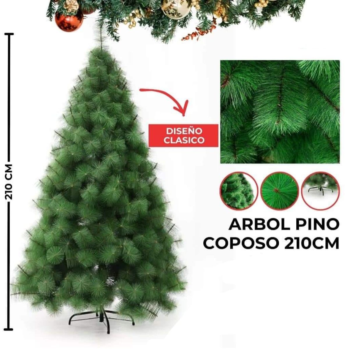 GENERICO - Árbol de Navidad Frondoso Pino Coposo 210M