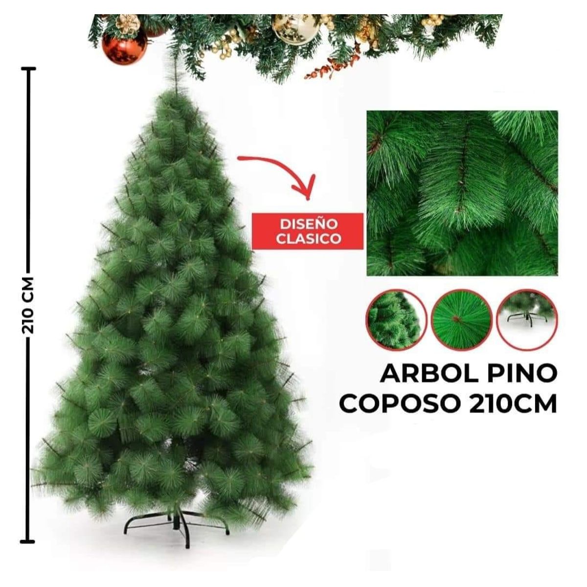 GENERICO - Árbol de Navidad Frondoso Pino Coposo 210M
