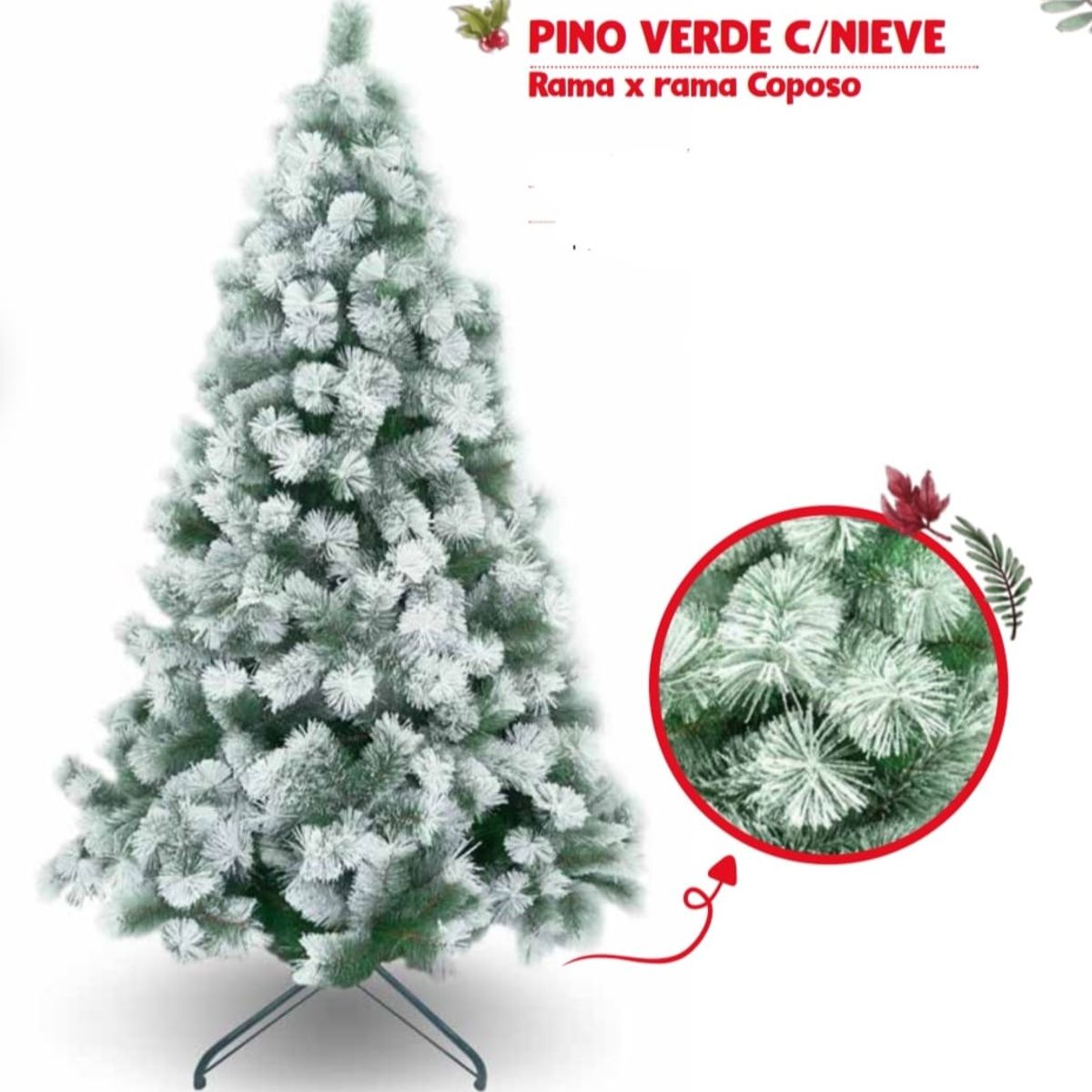 GENERICO - Árbol de Navidad Pino Nieve Coposo 180M Rama x Rama