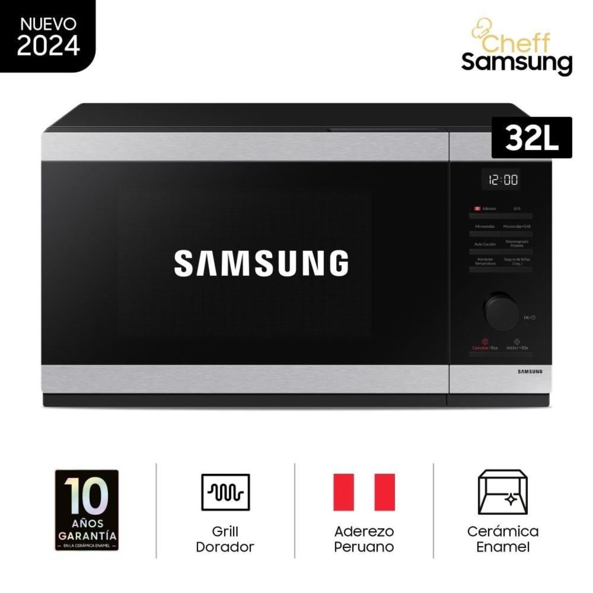 SAMSUNG - MICROONDAS SAMSUNG 32L MG32DG4524AGPE CHEF CON DORADOR