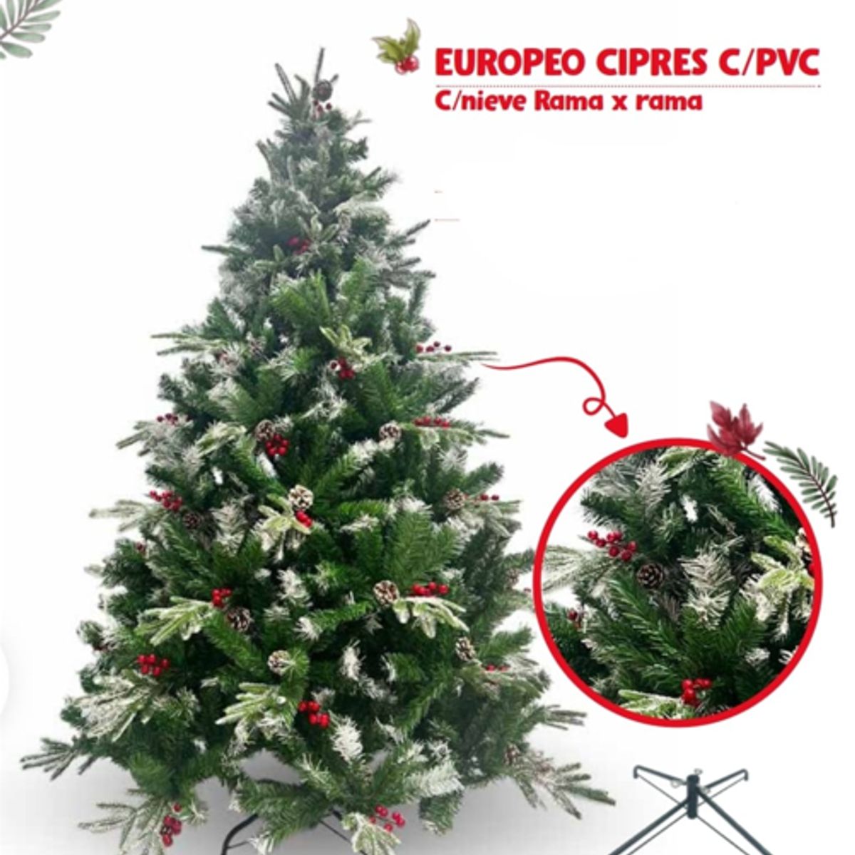 GENERICO - Árbol de Navidad Cipres con Nieve 180M Rama x Rama