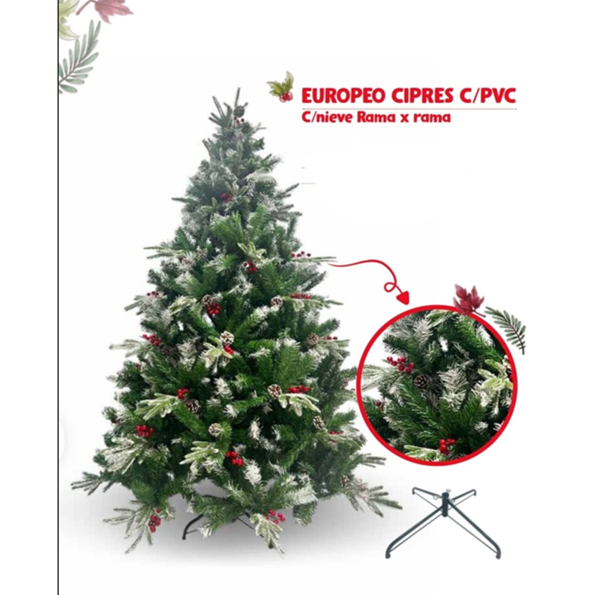 GENERICO - Árbol de Navidad Cipres con Nieve 210M Rama x Rama