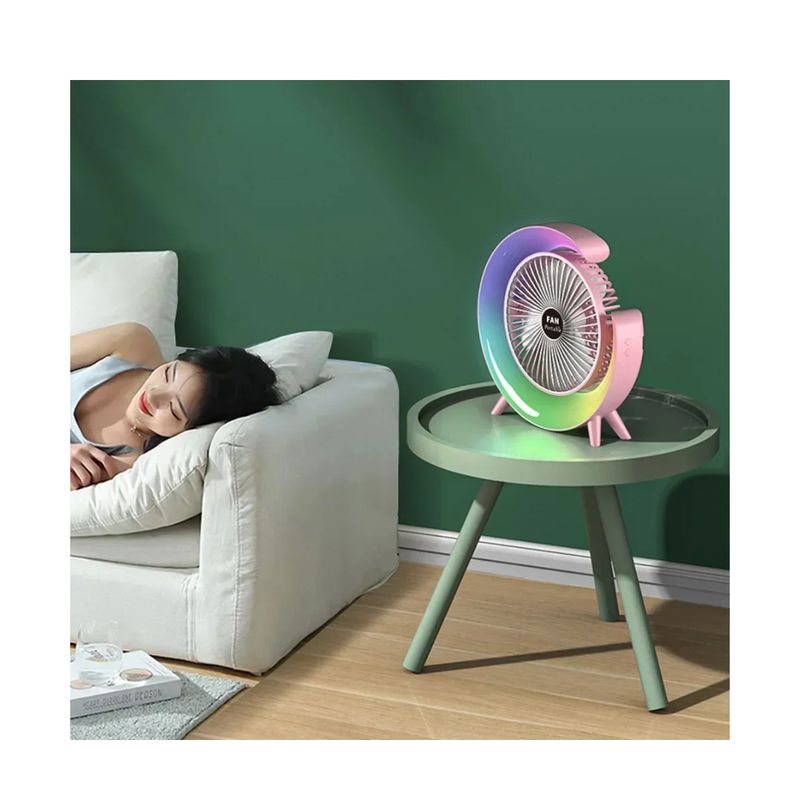 GENERICO - Ventilador de Mesa Portatil luces RGB Modelo G