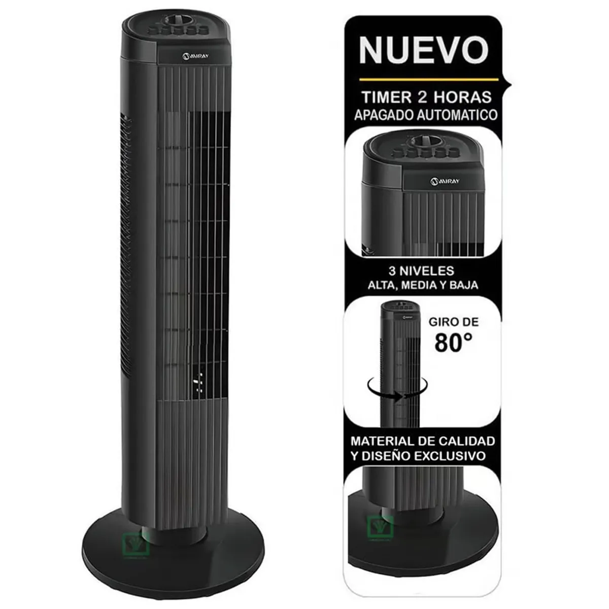 MIRAY - Ventilador Torre Miray 30 " VMTT-933 Negro