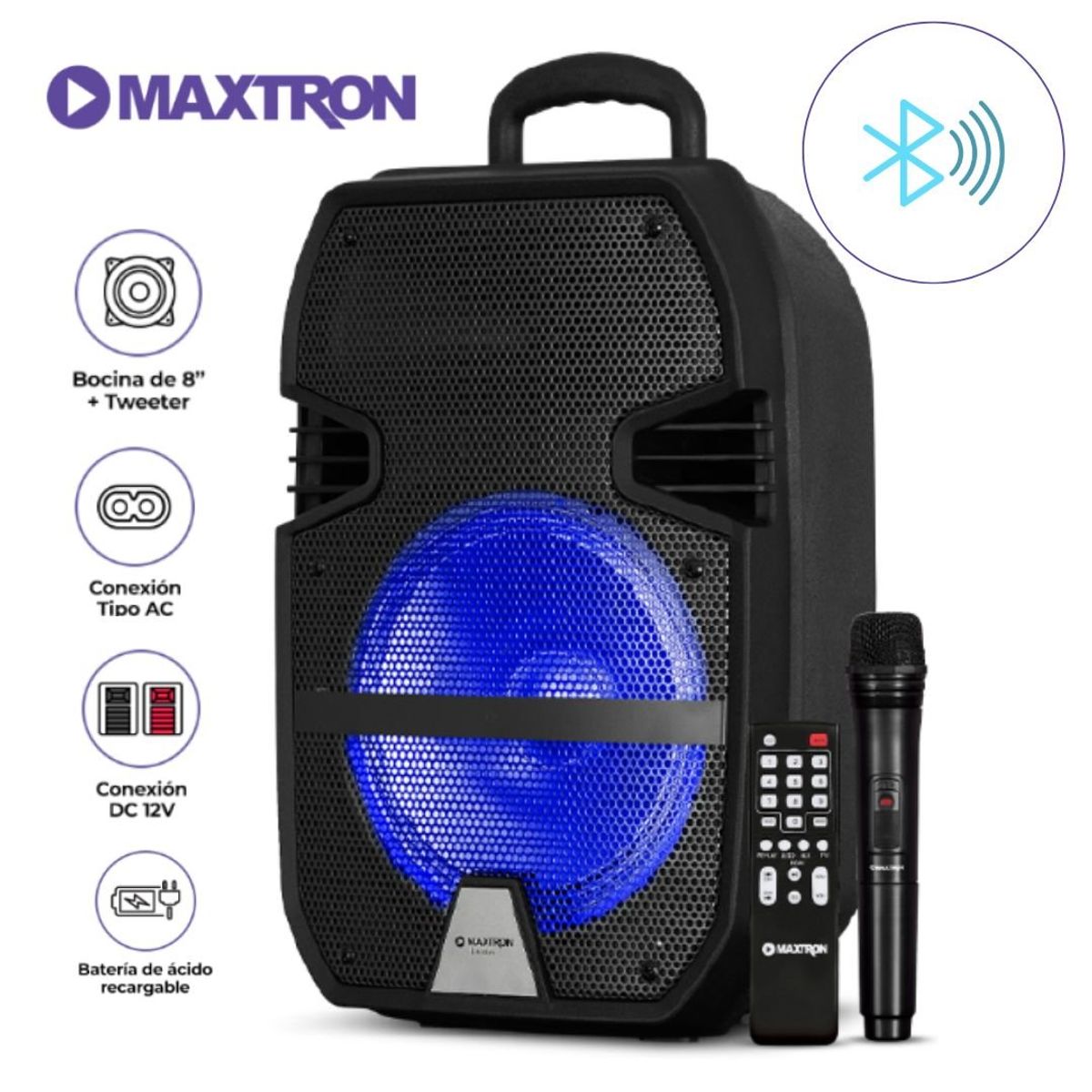 MAXTRON - PARLANTE BLUETOOTH MAXTRON PORTATIL MX321VB + MICROFONO INALAMBRICO