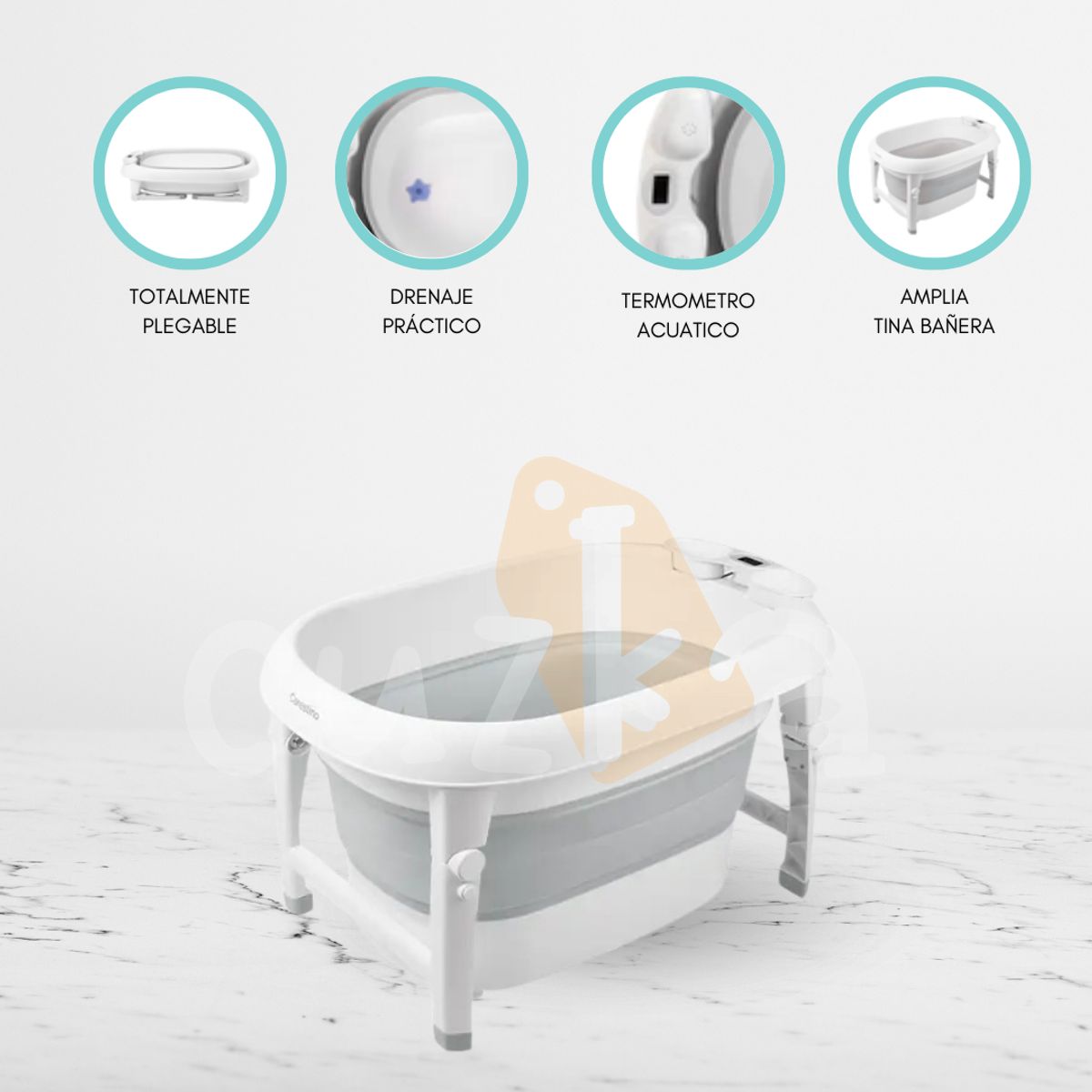 CARESTINO - Bañera Plegable para Bebé «ARUBA» Gris