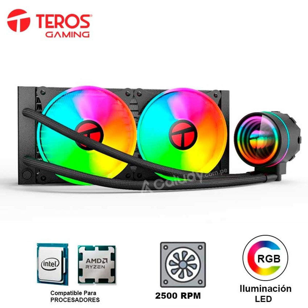 TEROS - Cooler para procesador TEROS TE-8164N Intel y AMD 265W Máx 240 líquida