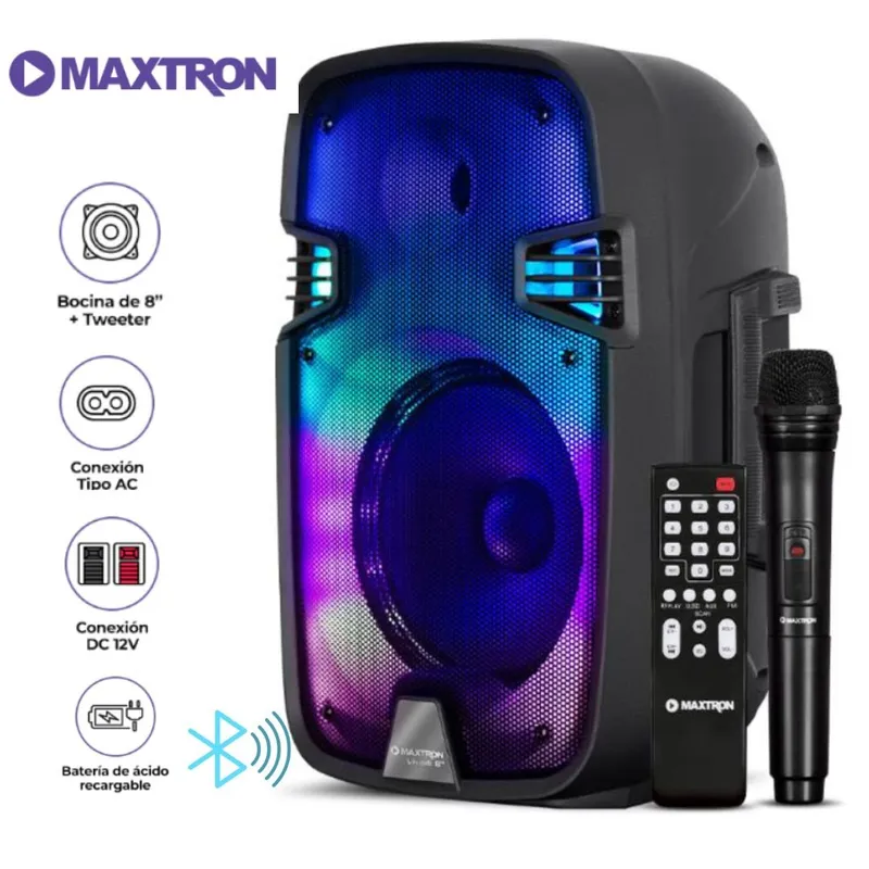 MAXTRON - PARLANTE BLUETOOTH MAXTRON PORTATIL MX101W + MICROFONO INALAMBRICO