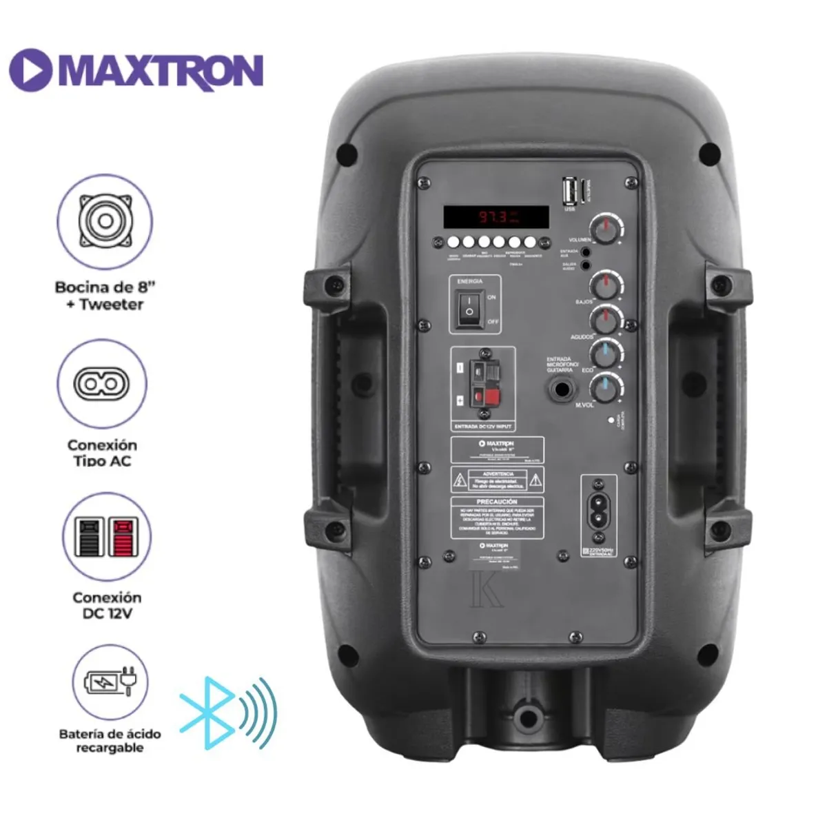 MAXTRON - PARLANTE BLUETOOTH MAXTRON PORTATIL MX101W + MICROFONO INALAMBRICO