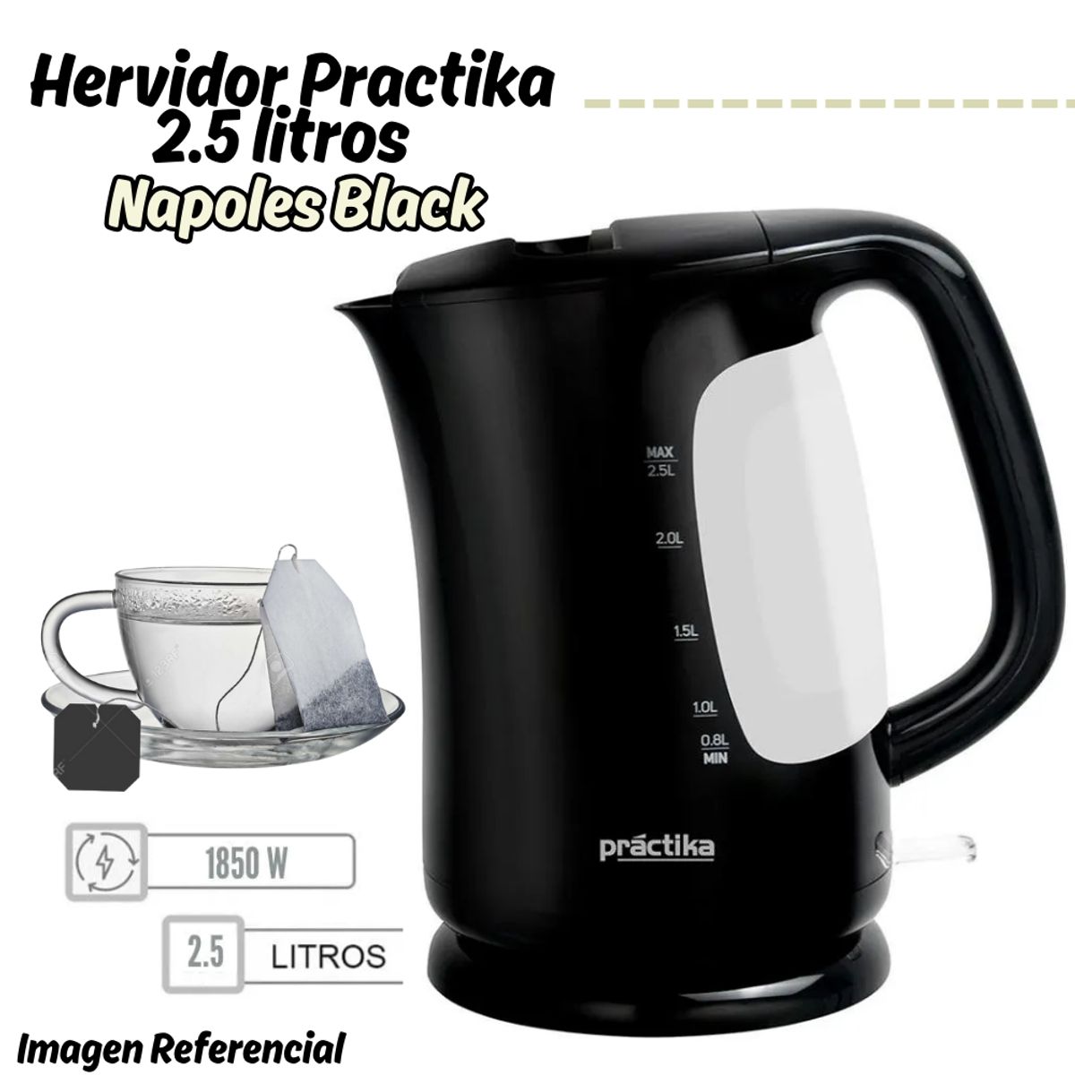 PRACTIKA - Hervidor Electrico  Practika de 2.5L - Napoles Black