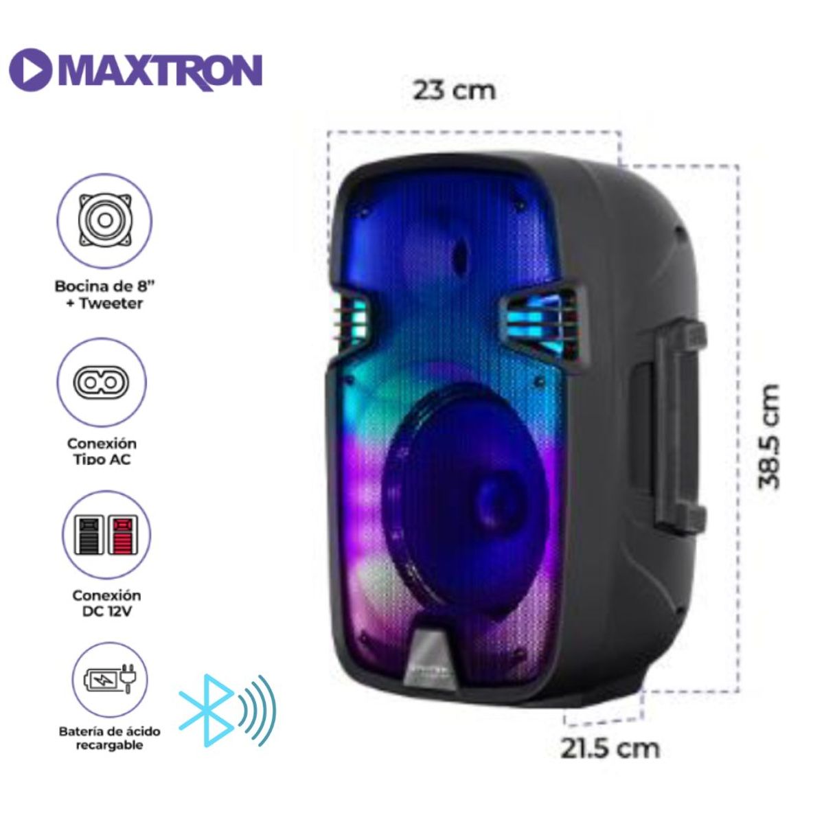 MAXTRON - PARLANTE BLUETOOTH PORTATIL MAXTRON MX101W + MICROFONO INALAMBRICO
