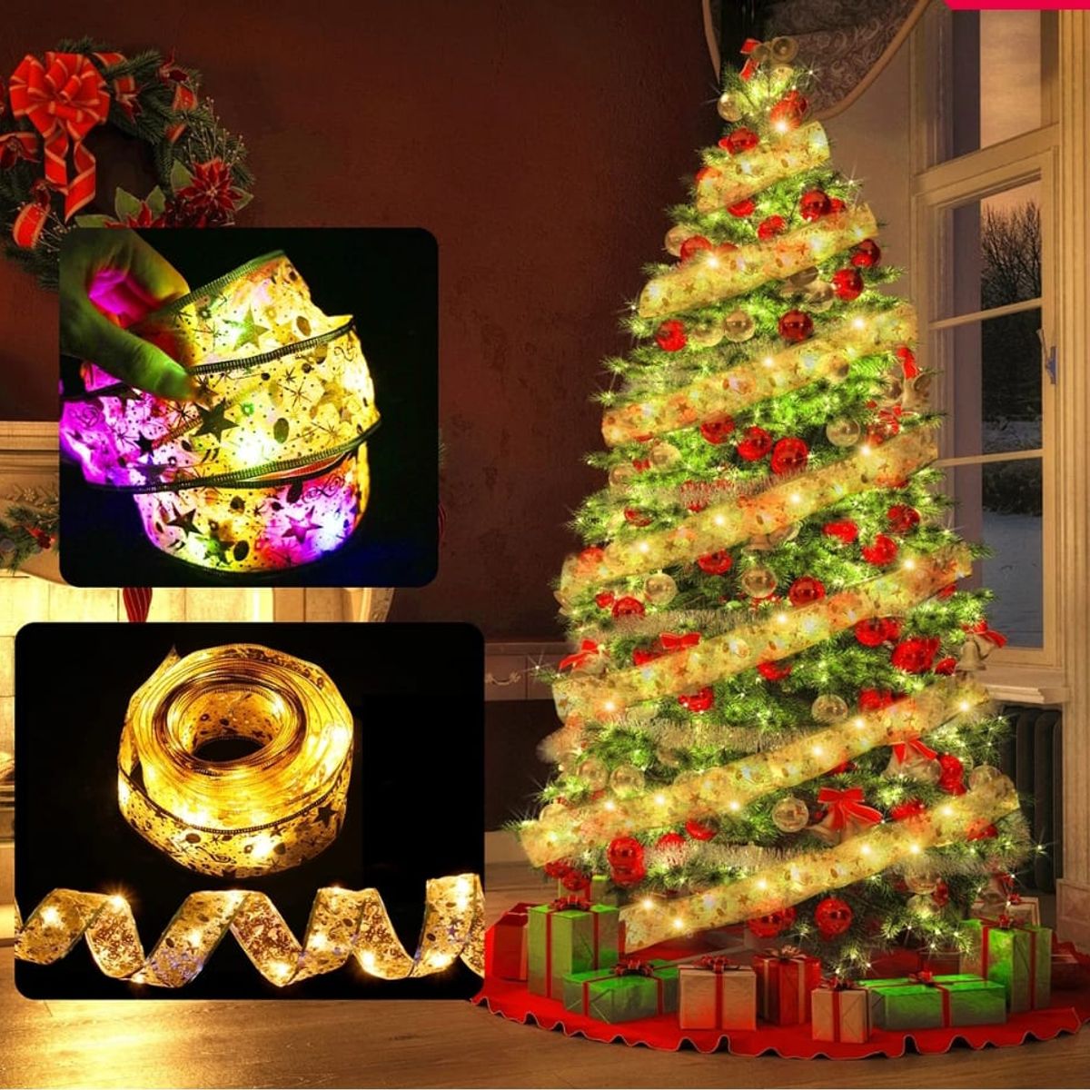 GENERICO - Cinta de luz led para árbol de Navidad, 5 Cm.  x 5 Mt.