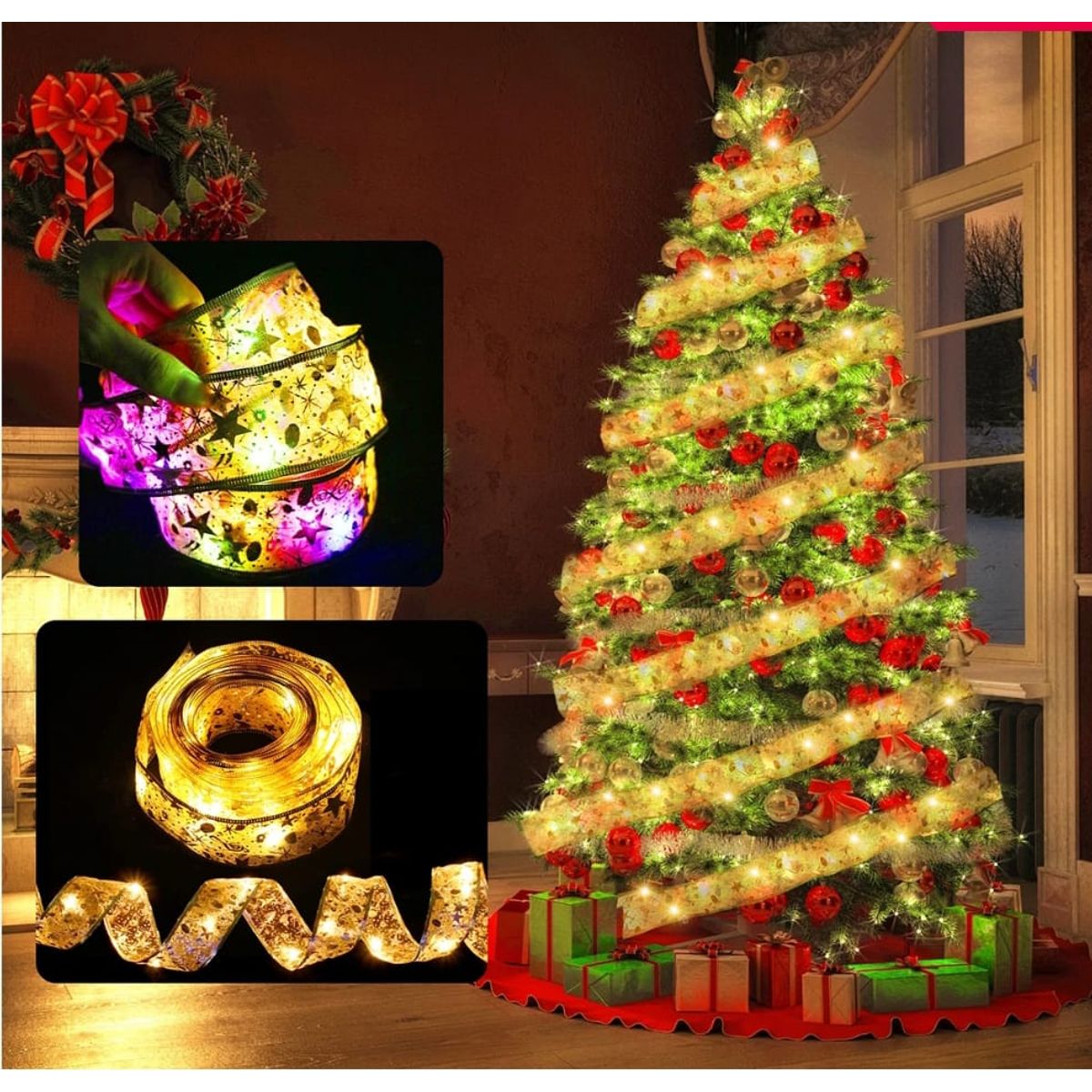 GENERICO - Cinta de luz led para árbol de Navidad, 5 Cm.  x 5 Mt.