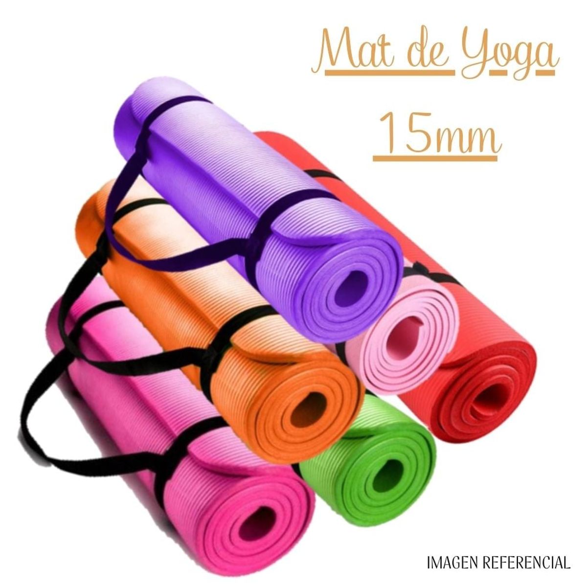 GENERICO - Mat de Yoga 15 mm con Elástico Portátil