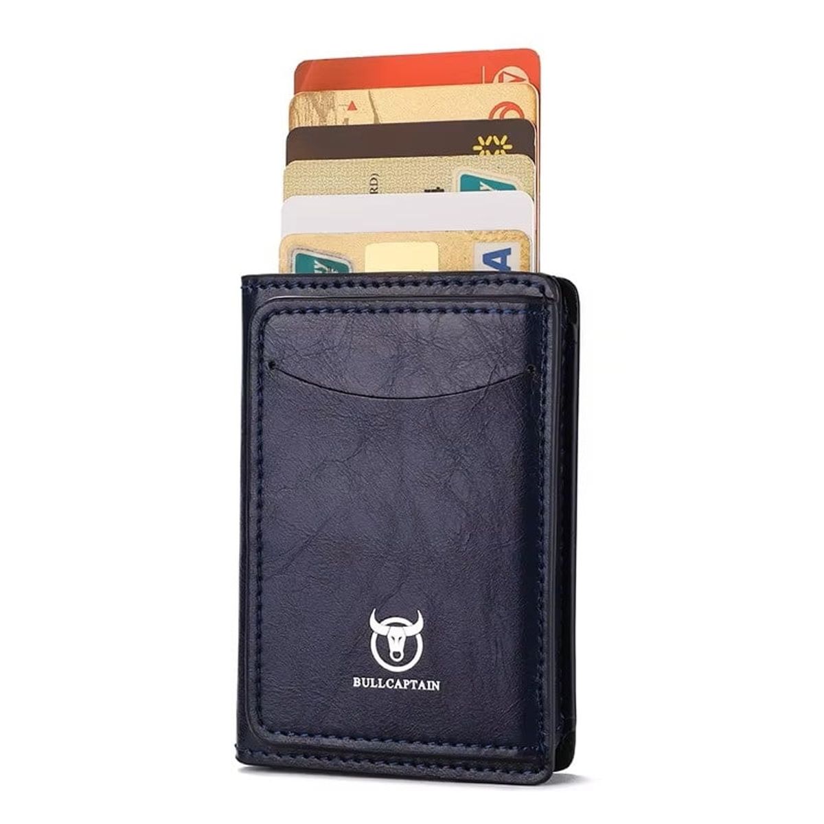 BULLCAPTAIN - BullCaptain - Tarjetero de Cuero Mate KB-464-BL - Azul