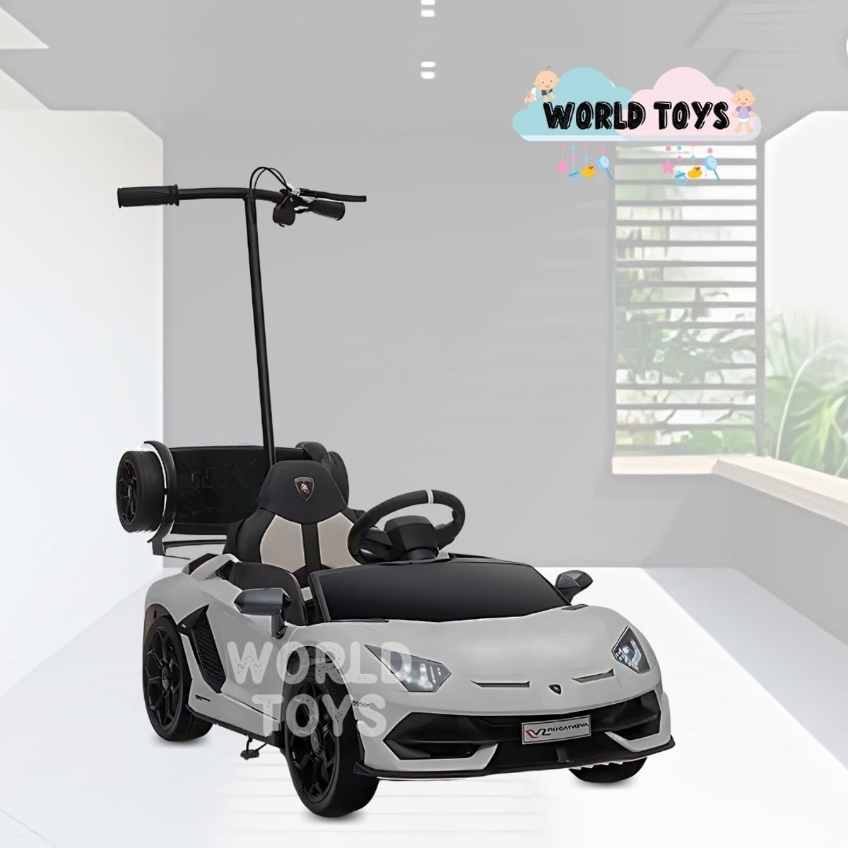 LAMBORGHINI - Carro a Batería para Niño y Adulto «AVENTADOR» Licensed Gray