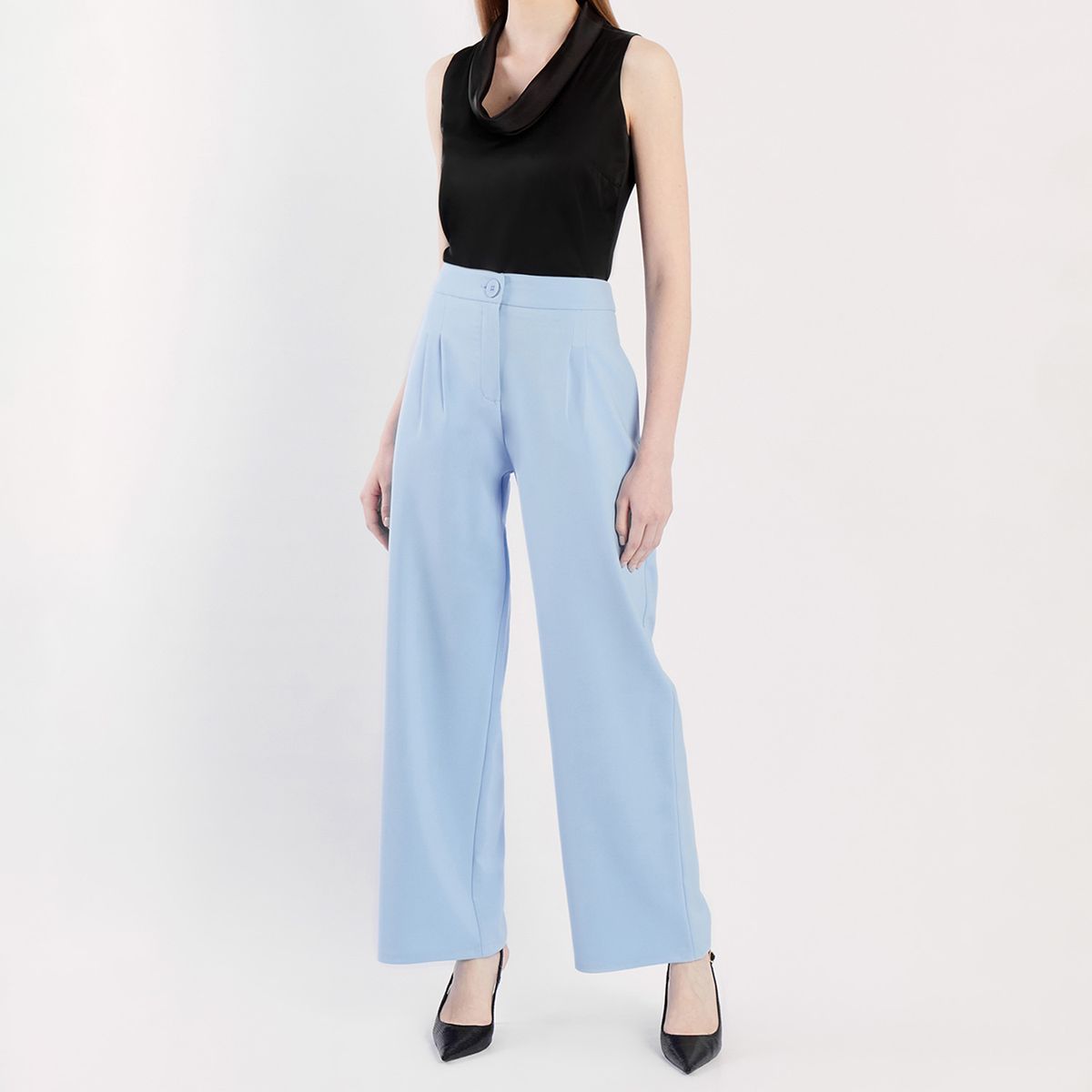 CAMILA VIALI - Camila Viali Pantalón tassia celeste largo para mujer