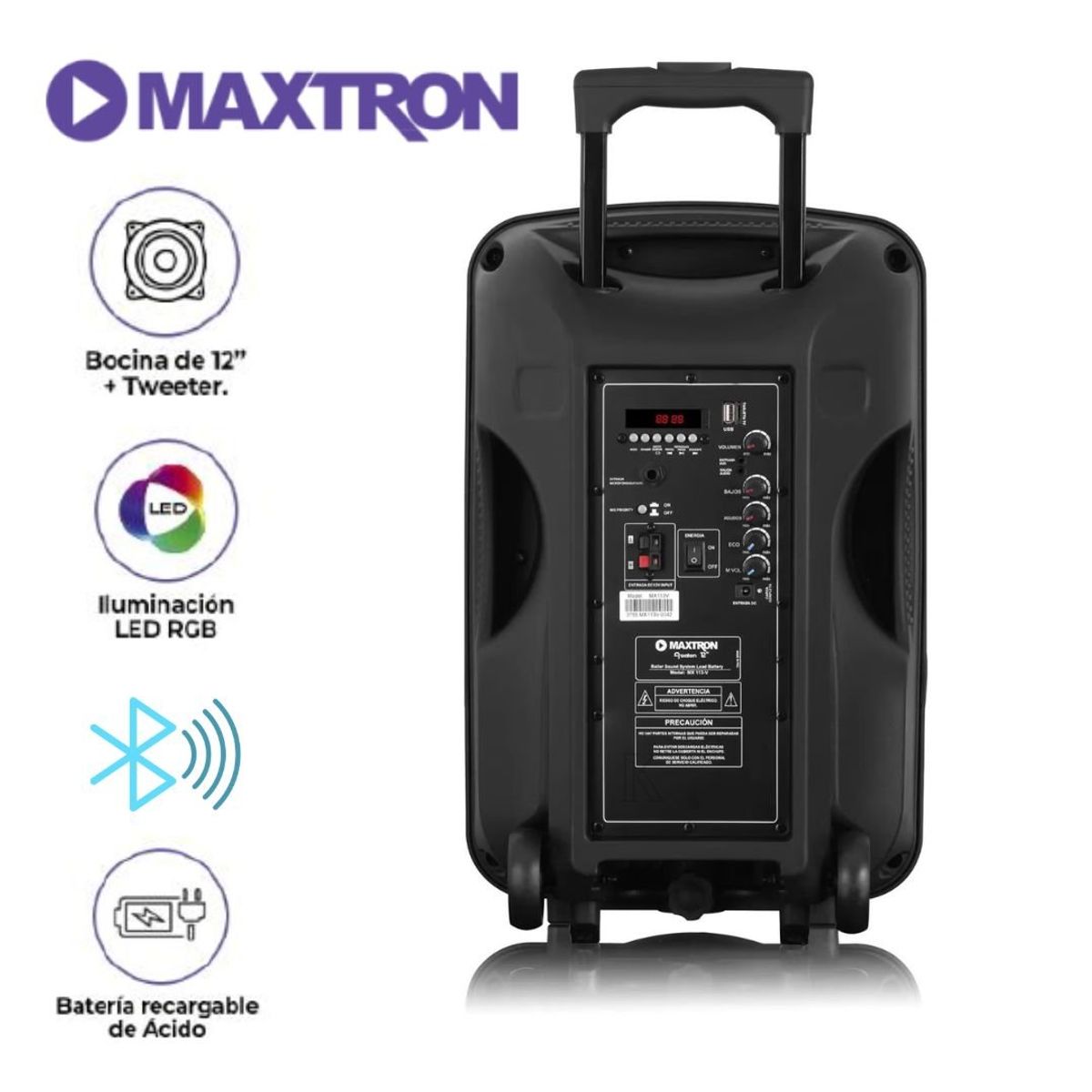 MAXTRON - PARLANTE BLUETOOTH PORTATIL MAXTRON MX113-V + MICROFONO INALAMBRICO