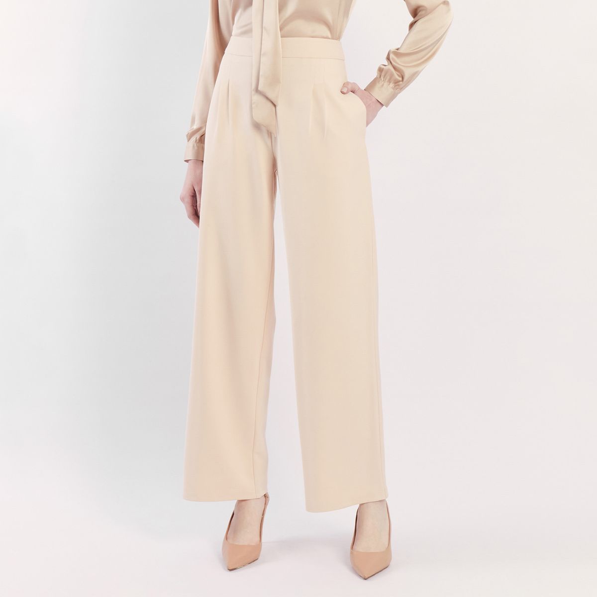 CAMILA VIALI - Camila Viali Pantalón tassia beige largo para mujer