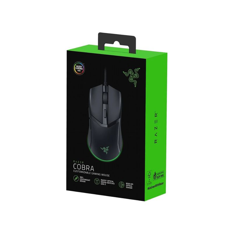 RAZER - MOUSE RAZER COBRA 8500 DPI SWITCH OPTICO 90M CON CABLE CROMA NEGRO