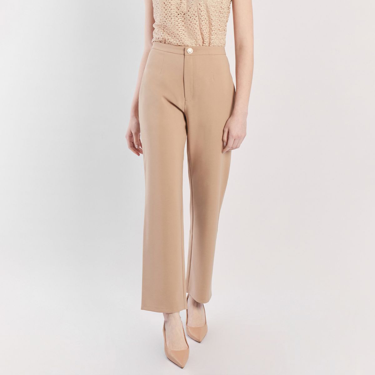 CAMILA VIALI - Camila Viali Pantalón nataly beige largo para mujer