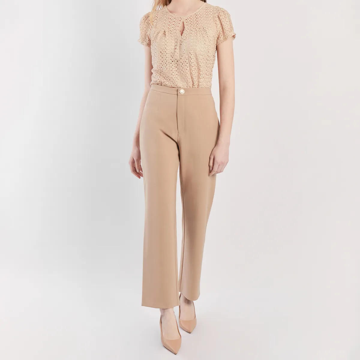 CAMILA VIALI - Camila Viali Pantalón nataly beige largo para mujer