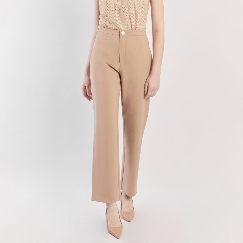 CAMILA VIALI - Camila Viali Pantalón nataly beige largo para mujer