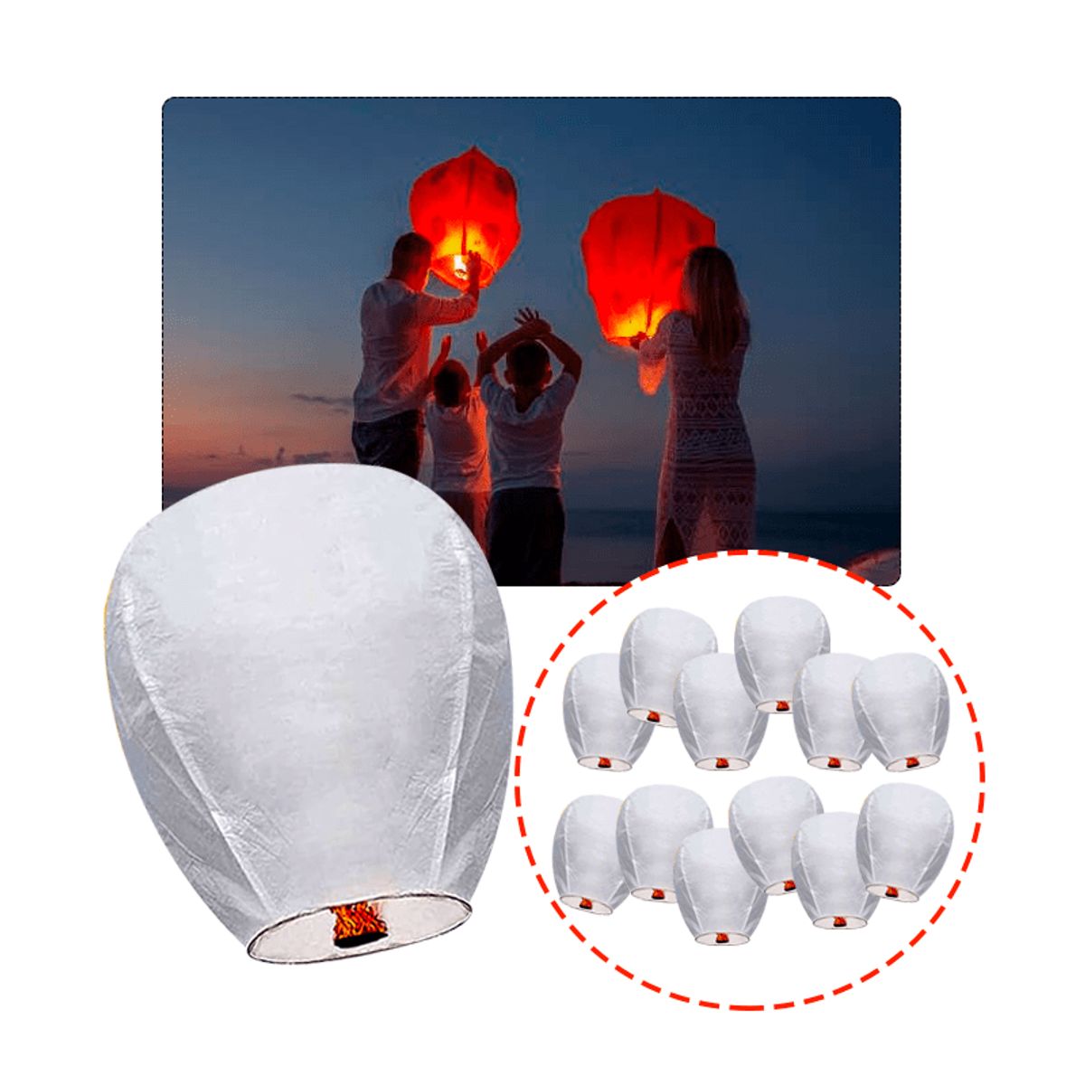 GENERICO - Globos Cantoya SOLO BLANCO x 12 unds