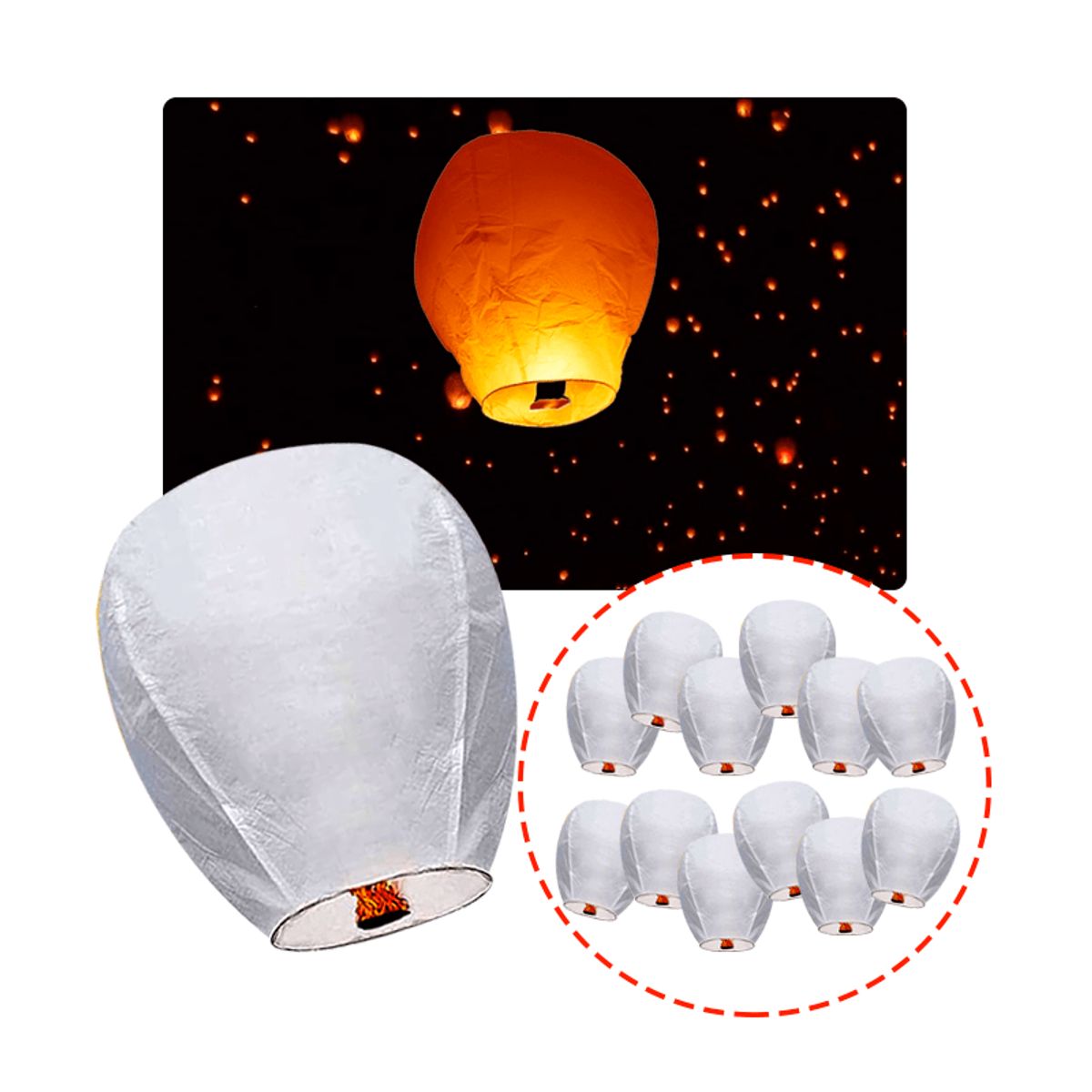 GENERICO - Globos Cantoya SOLO BLANCO x 12 unds