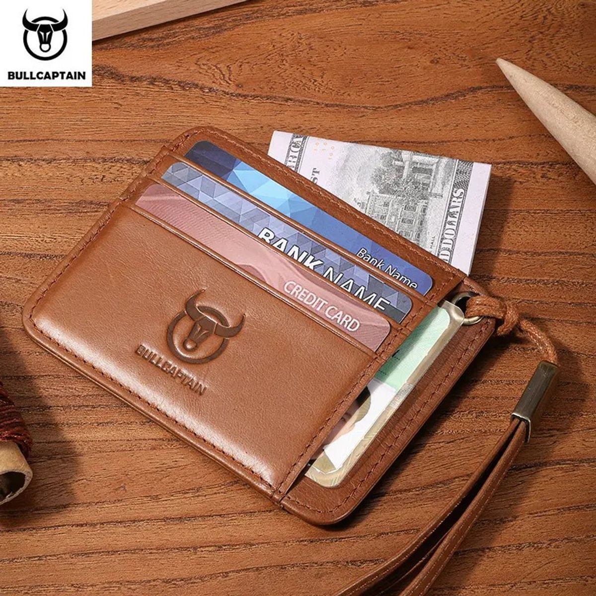 BULLCAPTAIN - BullCaptain - Tarjetero de Cuero KB-456-BR - Marrón