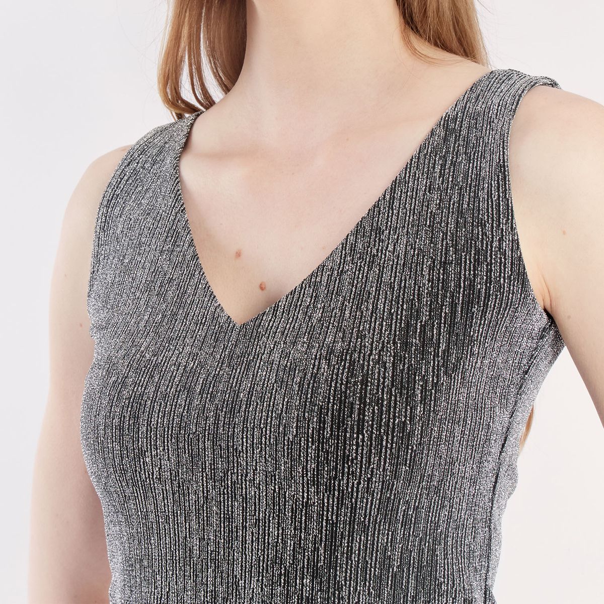 CAMILA VIALI - Camila Viali Polo dania plateado manga cero