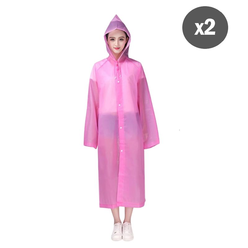 GENERICO - Kit 2 Ponchos Ligeros Impermeable con capucha y botones