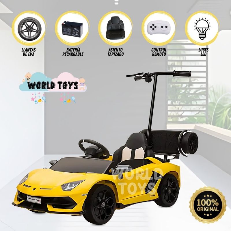 LAMBORGHINI - Carro a Batería para Niño y Adulto «AVENTADOR» Licensed Yellow