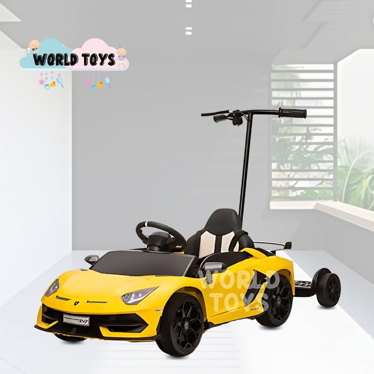 LAMBORGHINI - Carro a Batería para Niño y Adulto «AVENTADOR» Licensed Yellow