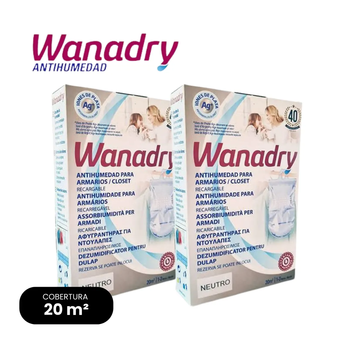 GENERICO - Absorbente de humedad para closet recargable WANADRY x 2 und