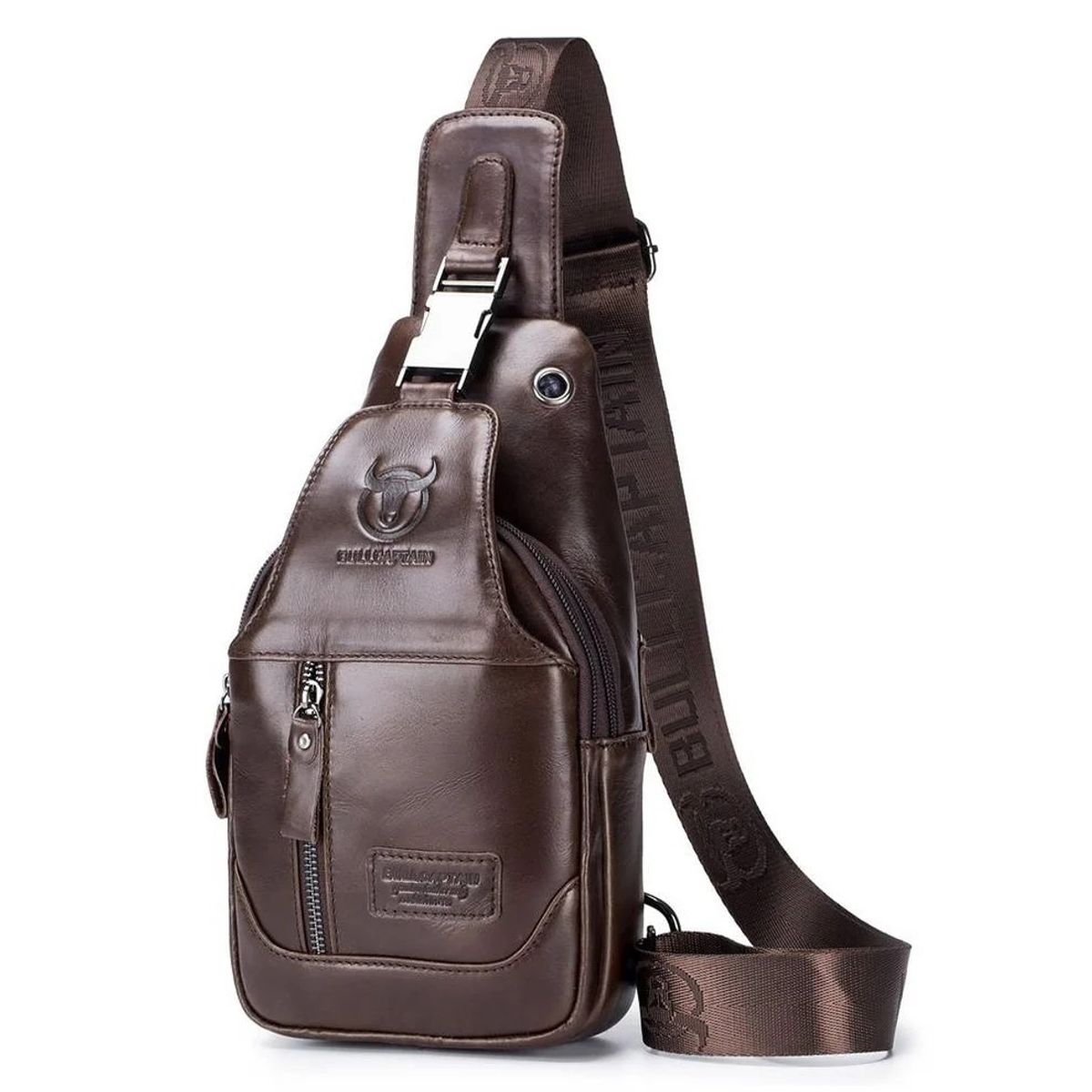 BULLCAPTAIN - BullCaptain - Mochila cruzada de Cuero XB-095-CF - Café