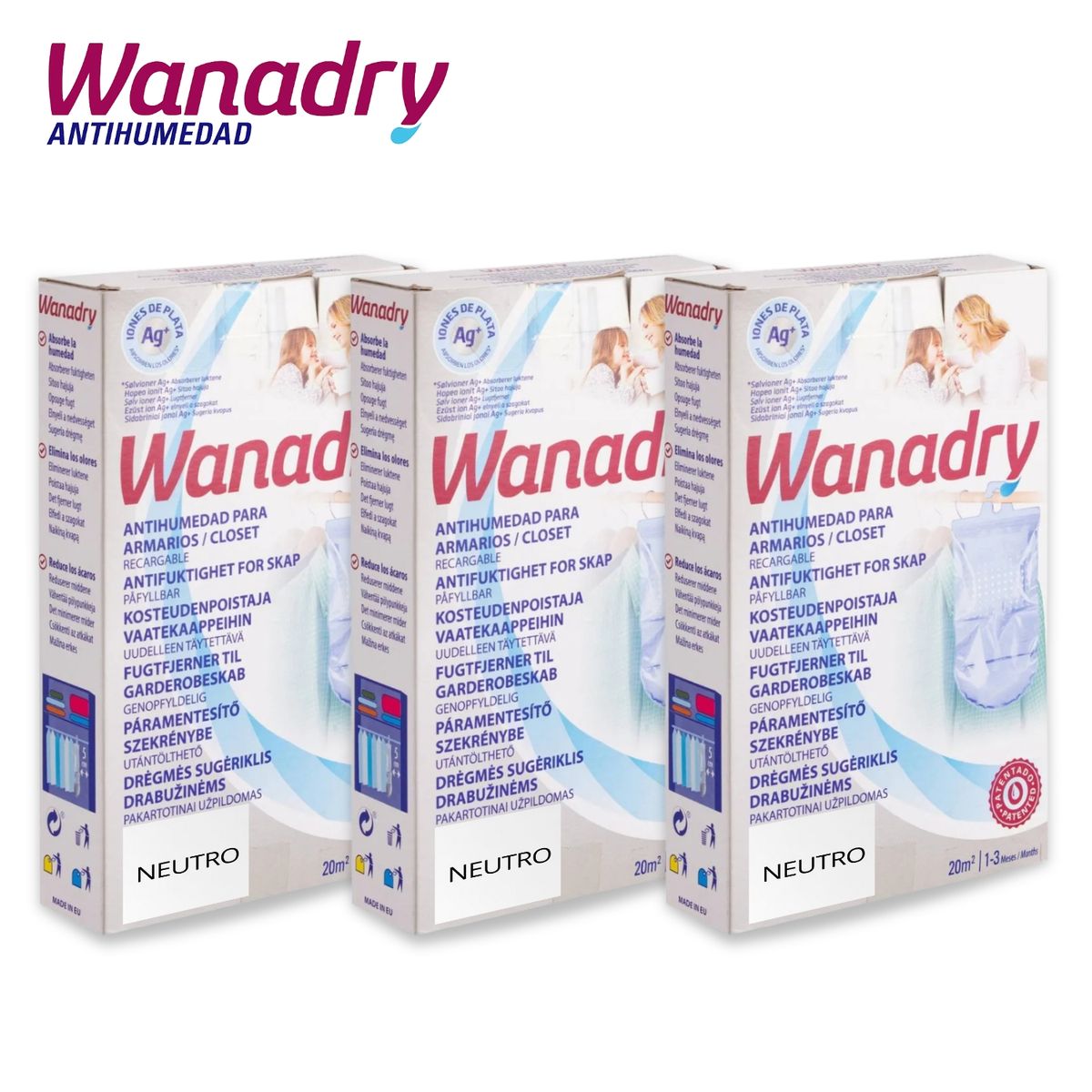 GENERICO - Deshumedecedor para closet recargable WANADRY x 3 und