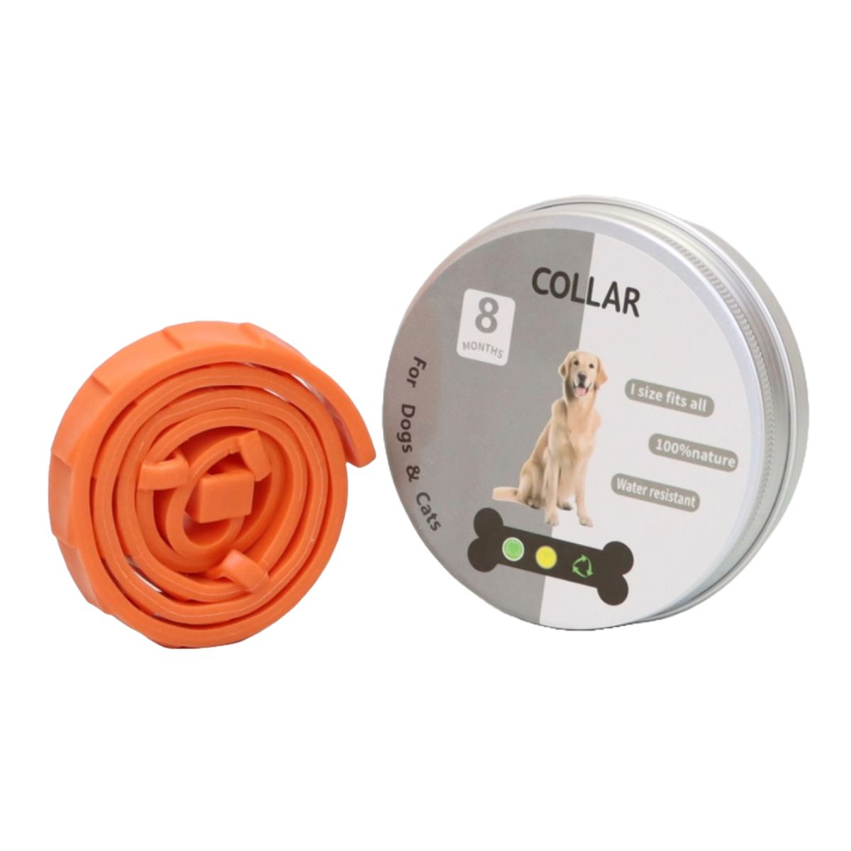 GENERICO - COLLAR ANTIPULGAS PARA PERRO GRANDE EN LATA - COLOR NARANJA