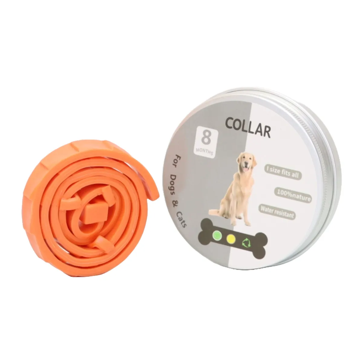 GENERICO - COLLAR ANTIPULGAS PARA PERRO GRANDE EN LATA - COLOR NARANJA