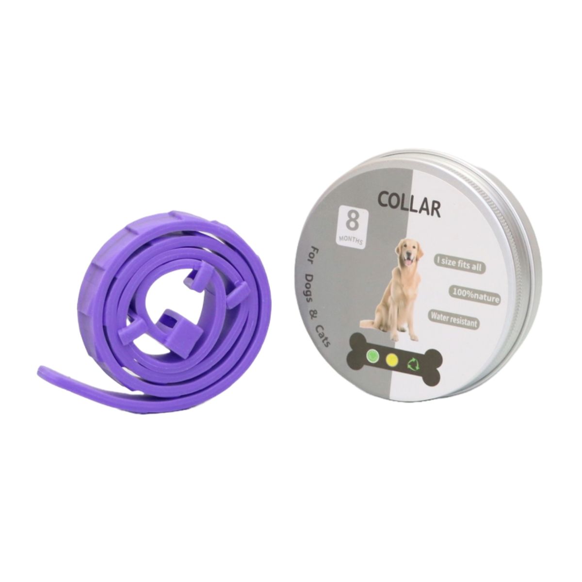 GENERICO - COLLAR ANTIPULGAS PARA PERRO GRANDE EN LATA - COLOR MORADO