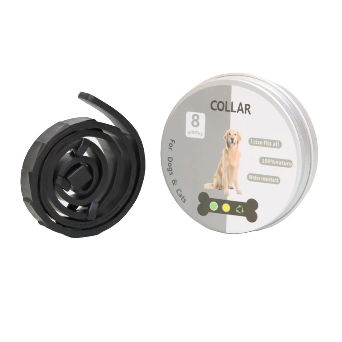 GENERICO - COLLAR ANTIPULGAS PARA PERRO GRANDE EN LATA - COLOR NEGRO