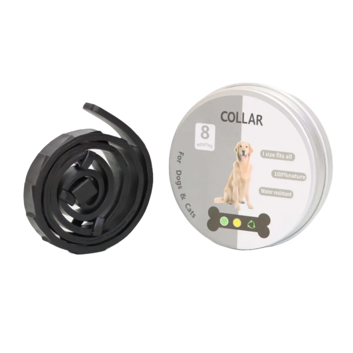 GENERICO - COLLAR ANTIPULGAS PARA PERRO GRANDE EN LATA - COLOR NEGRO