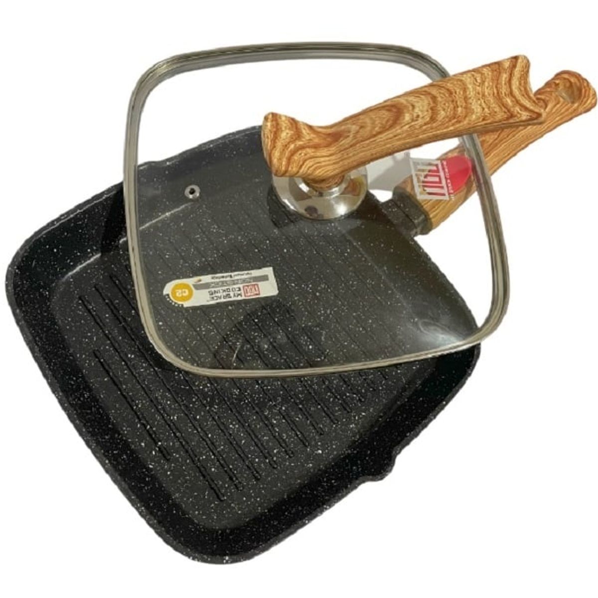 GENERICO - Sarten Antiadherente Granito Tipo Parrillero 24cm Negro