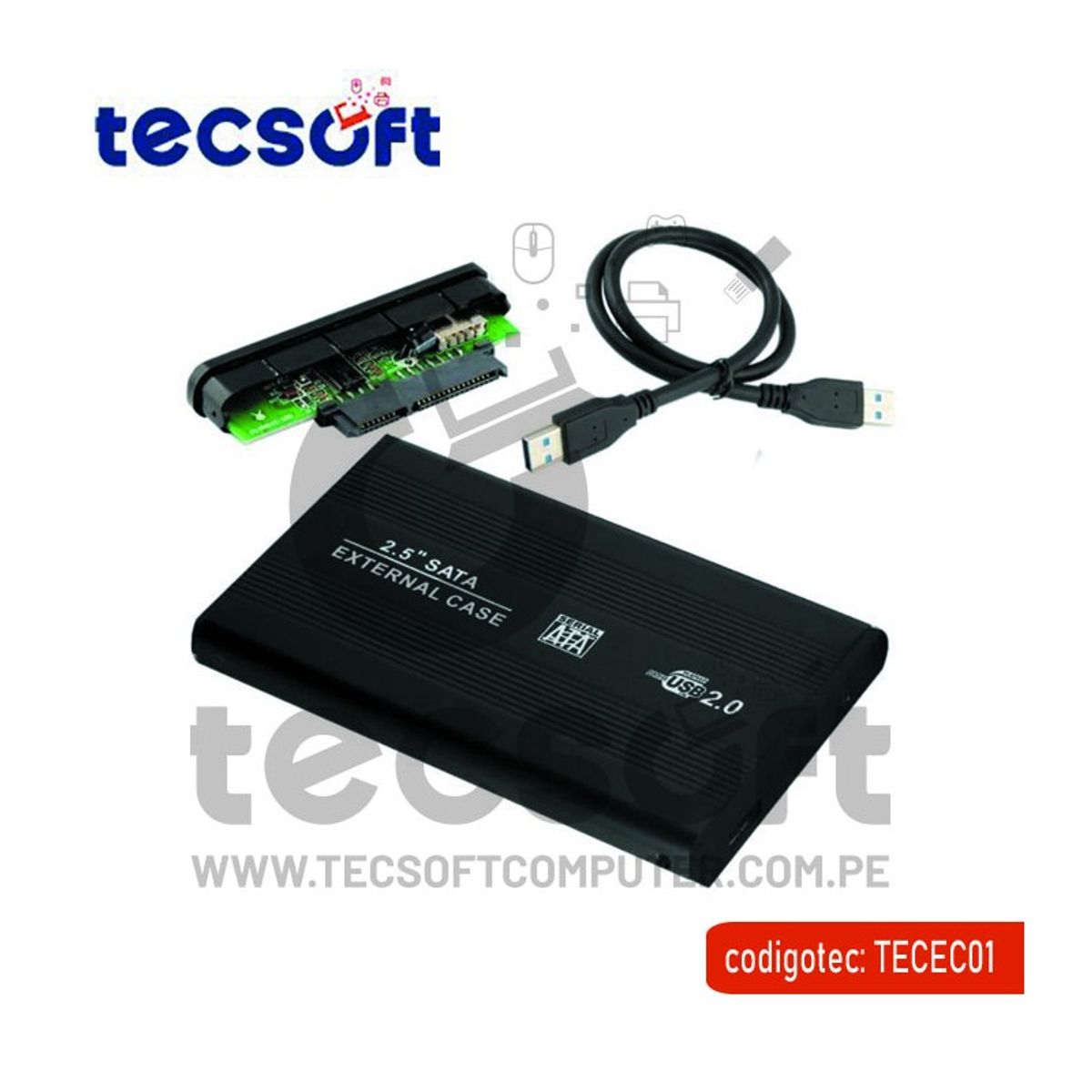 GENERICO - Case Disco Duro Externo Sata 2.5" USB 2.0 Azul