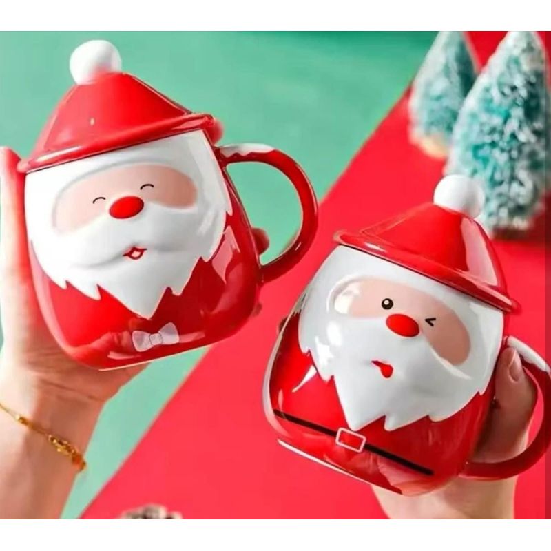 GENERICO - Taza Navideña con tapa de sombrero y cuchara