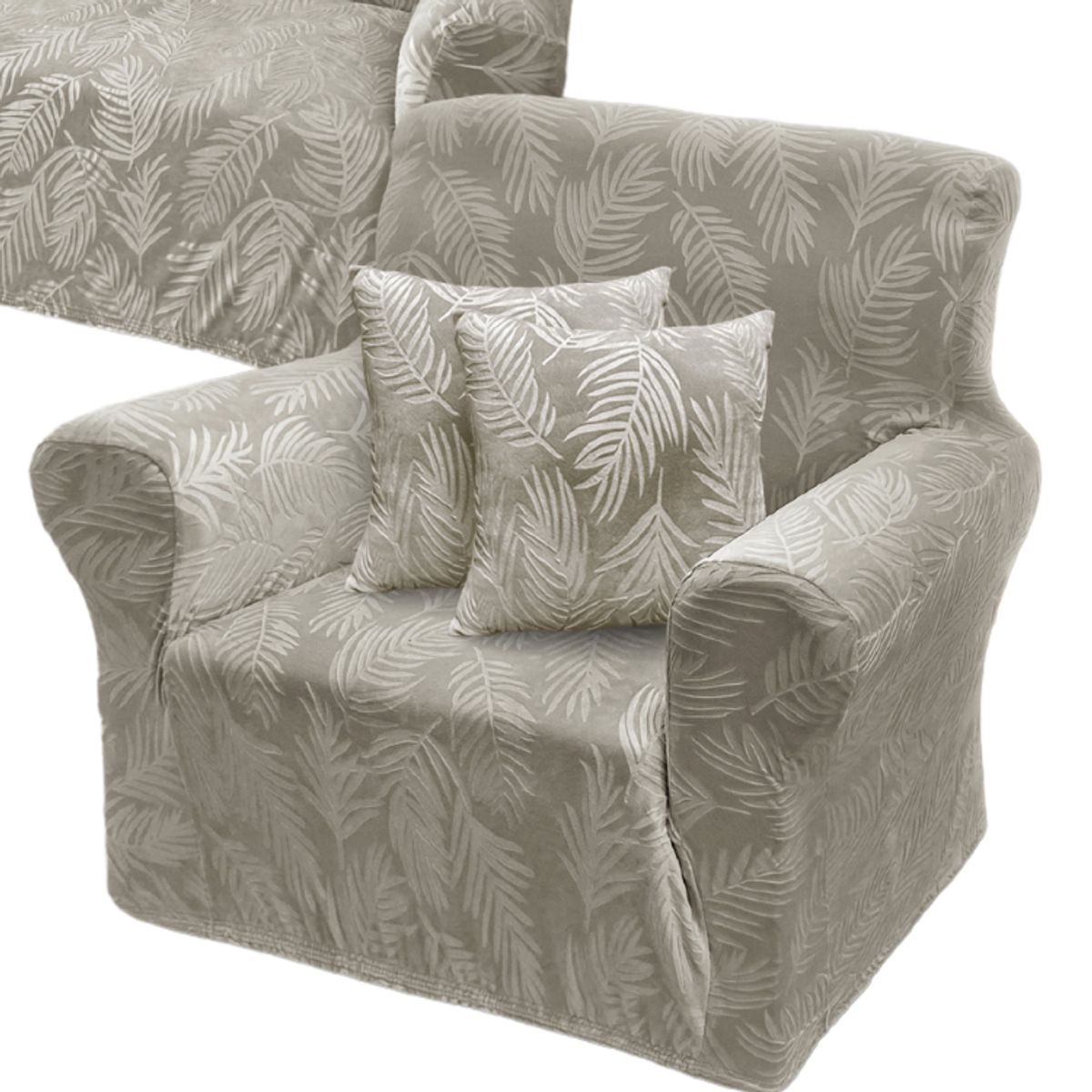 SALA FABULOSA - Pack Funda de mueble 3-2-1 con 8 fundas de silla Labrado GRIS